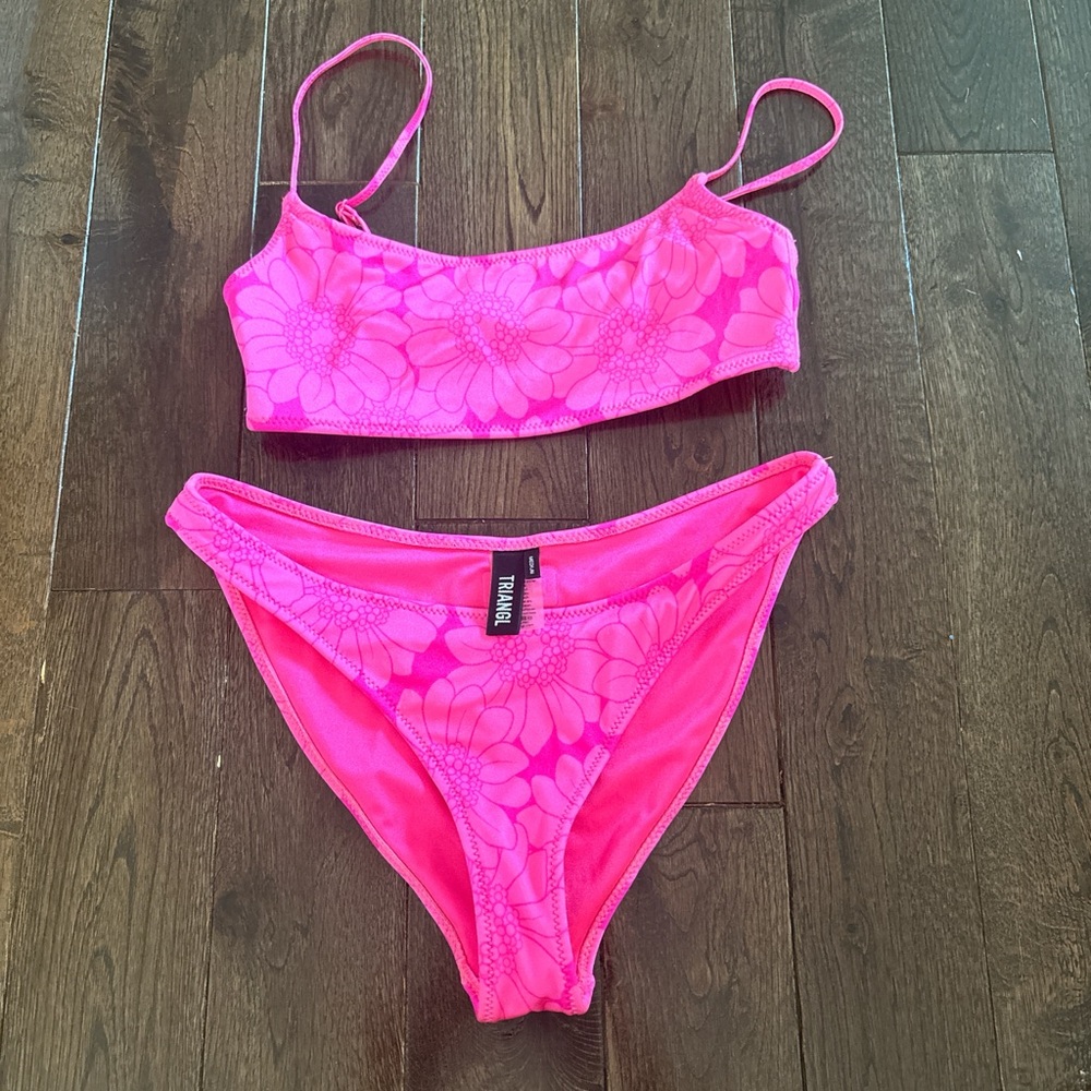 Triangl Swimwear Pink Bikini Set Sporty Bralette High-Cut